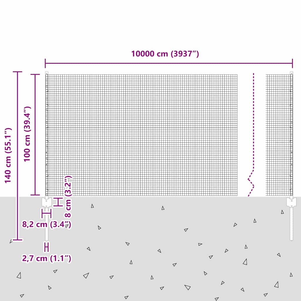 Zavarena žičana ograda s postom 100 x 1 m Čelik premazan PVC-om