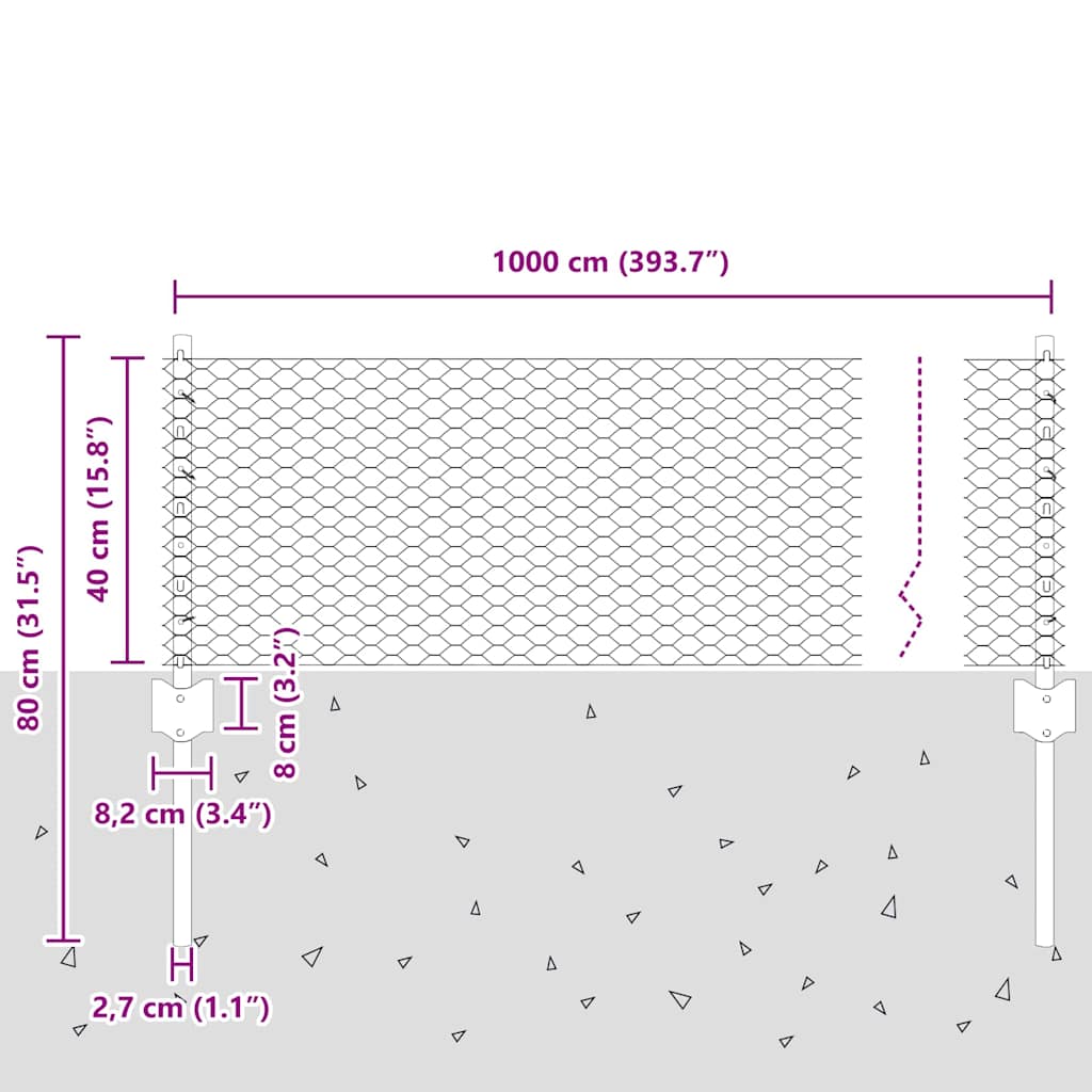 Zavarena žičana ograda 10 x 0,4 m (Š x V) Čelik premazan PVC-om