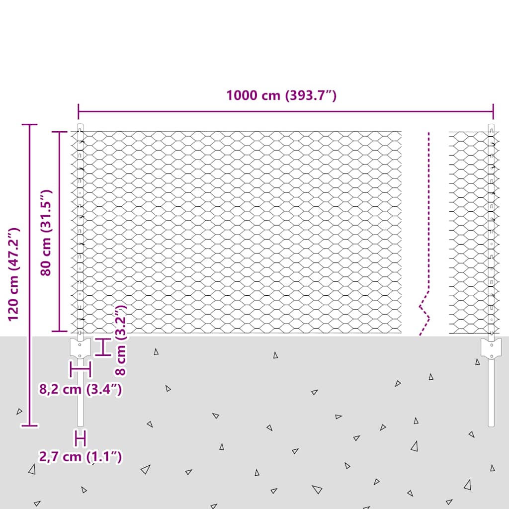 Zavarena žičana ograda 10 x 0,8 m (Š x V) Čelik premazan PVC-om