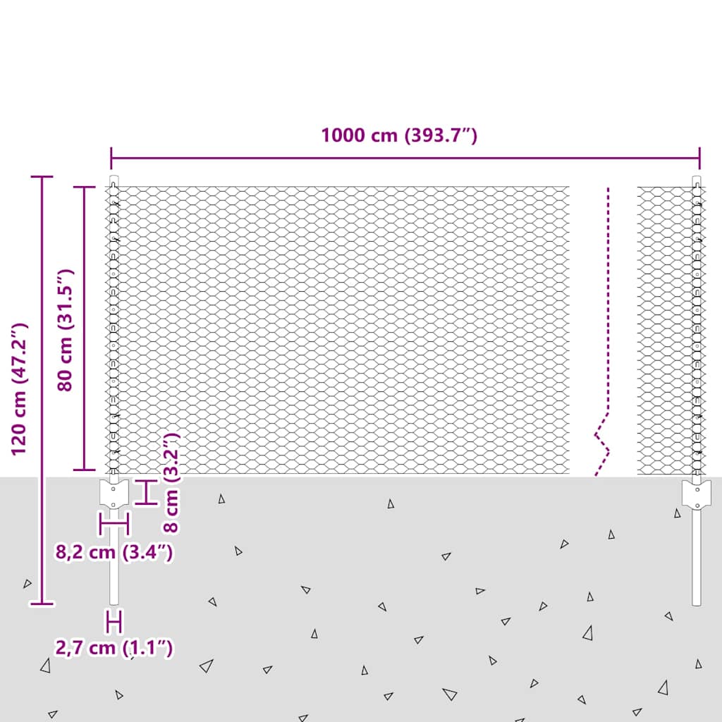 Zavarena žičana ograda 10 x 0,8 m (Š x V) Čelik premazan PVC-om