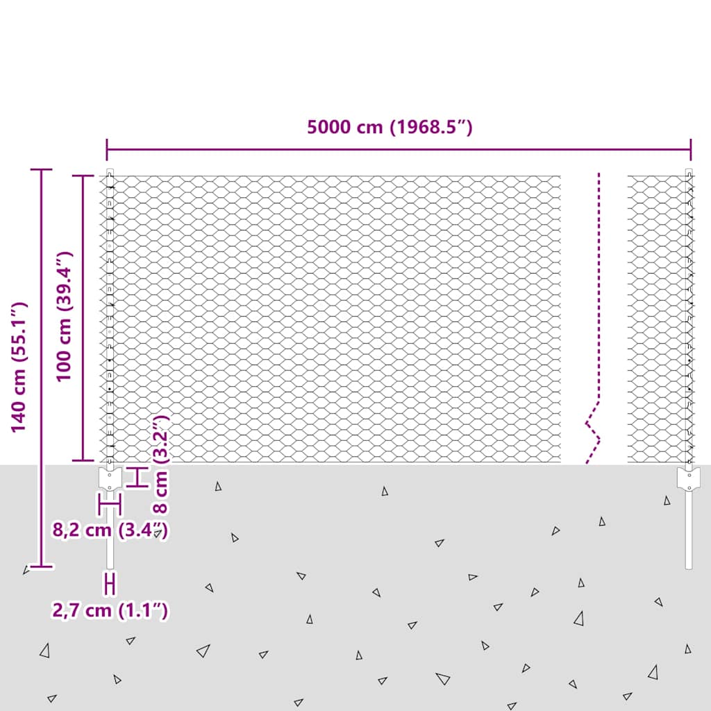 Zavarena žičana ograda 50 x 1 m (Š x V) Čelik premazan PVC-om