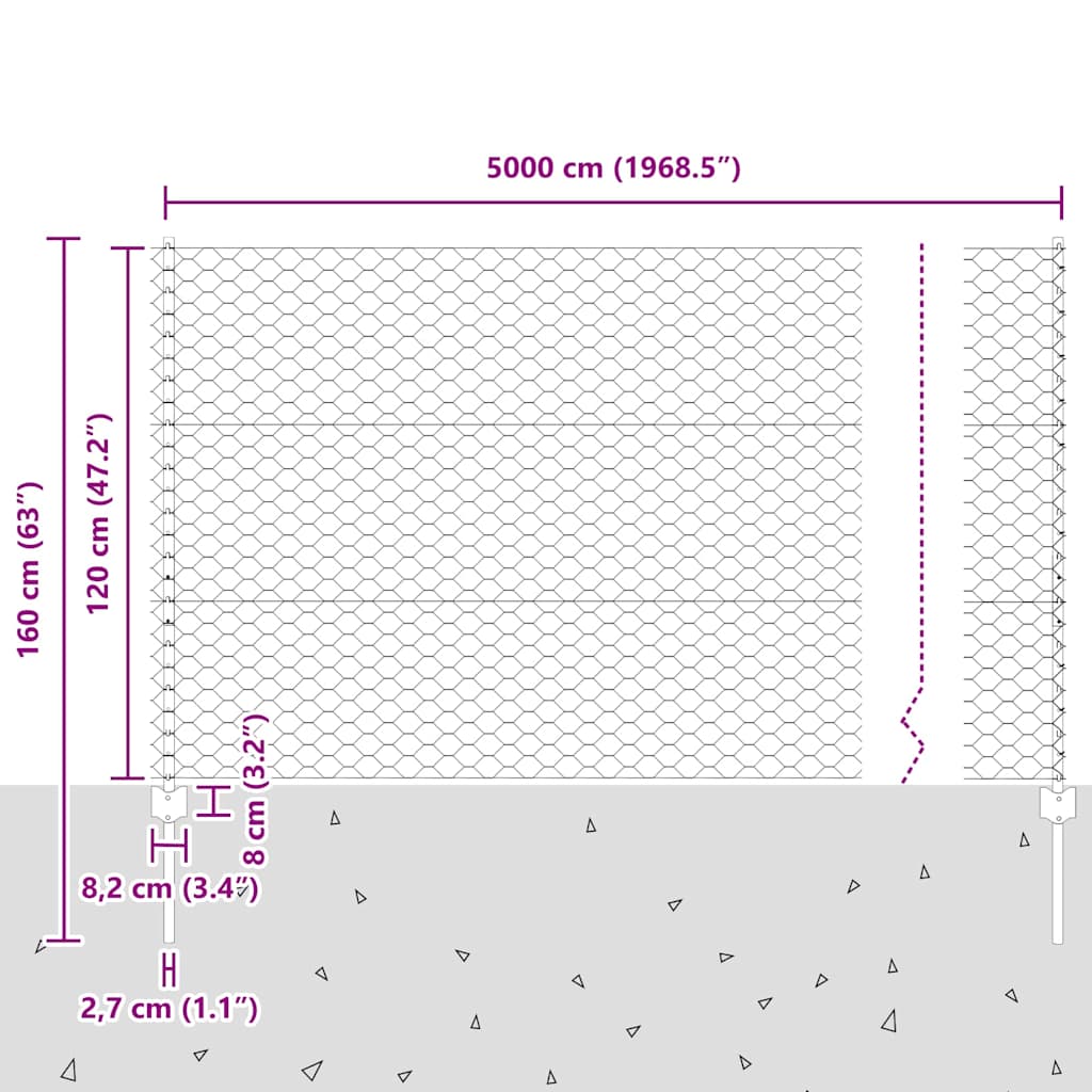 Zavarena žičana ograda 50 x 1,2 m (Š x V) Čelik premazan PVC-om
