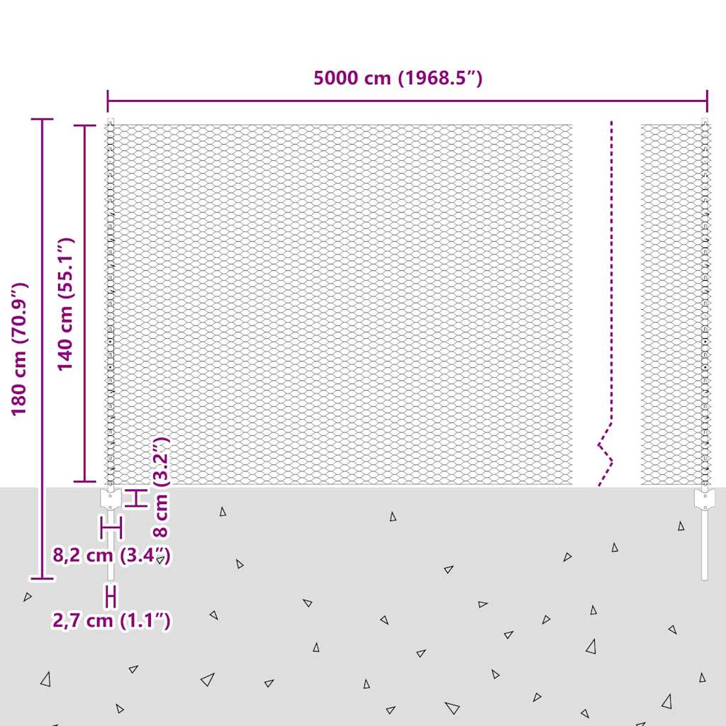 Zavarena žičana ograda 50 x 1,4 m (Š x V) Čelik premazan PVC-om