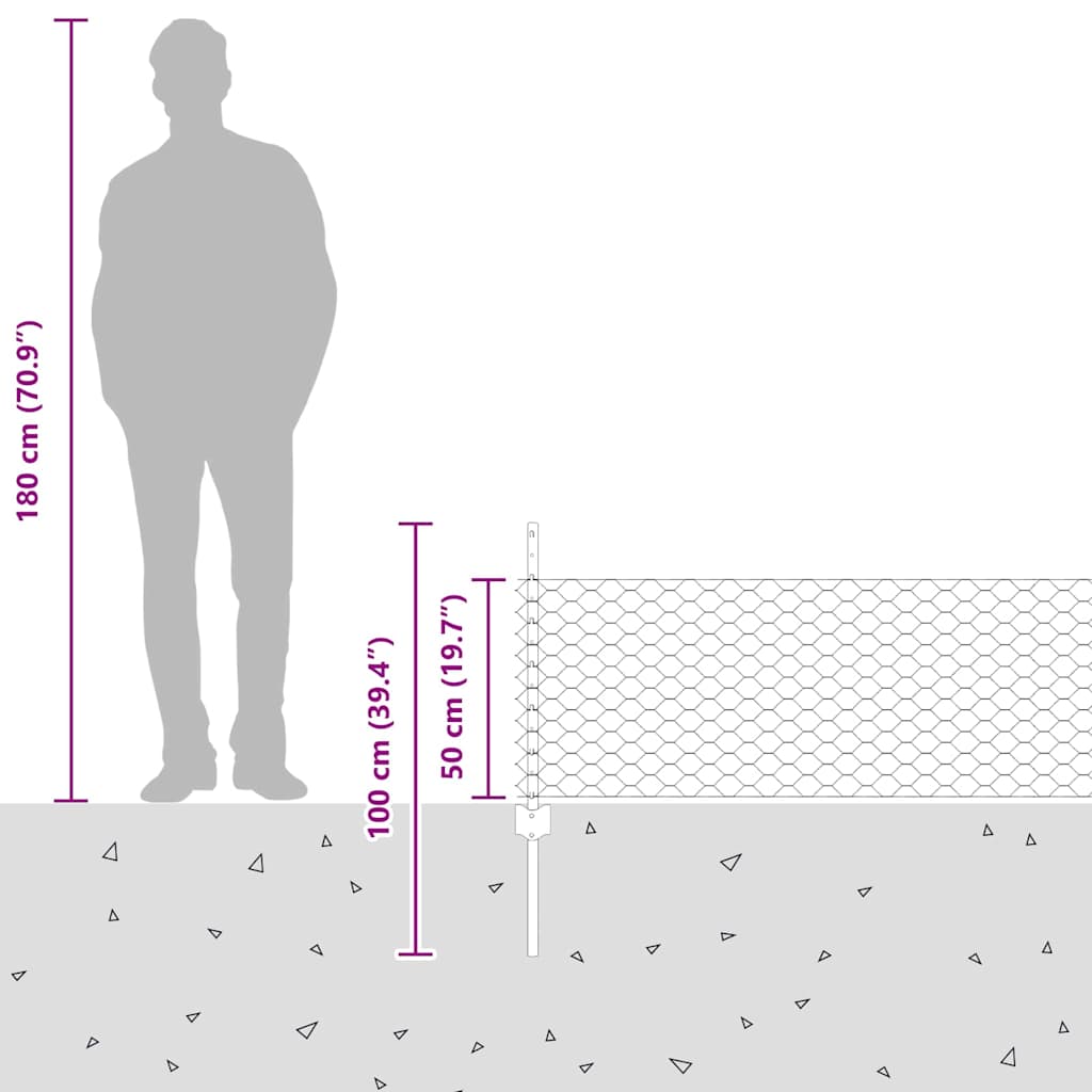 Zavarena žičana ograda 10 x 0,5 m (Š x V) Čelik premazan PVC-om