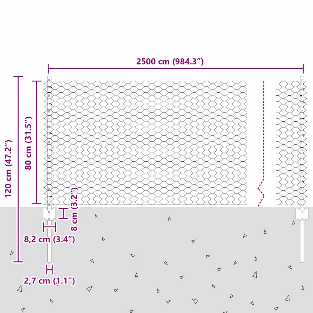 Zavarena žičana ograda 25 x 0,8 m (Š x V) Čelik premazan PVC-om
