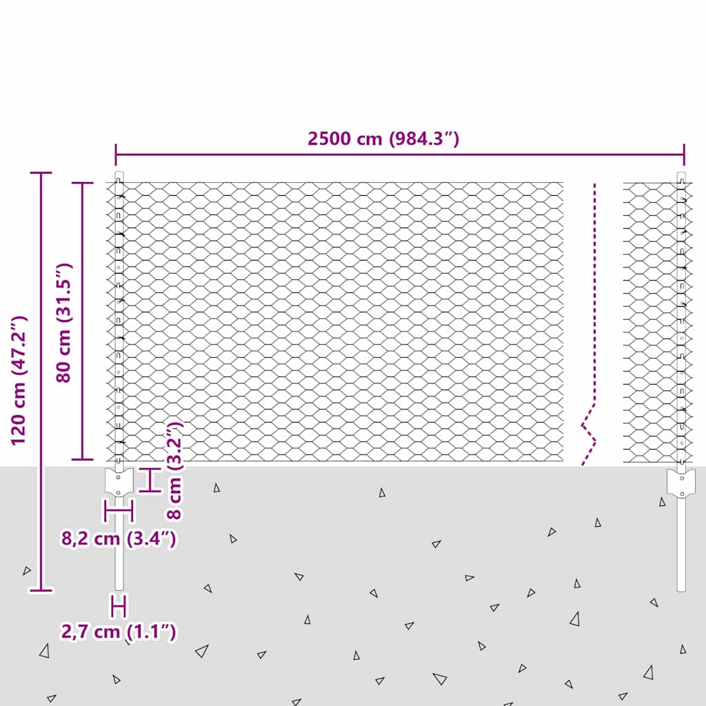 Zavarena žičana ograda 25 x 0,8 m (Š x V) Čelik premazan PVC-om