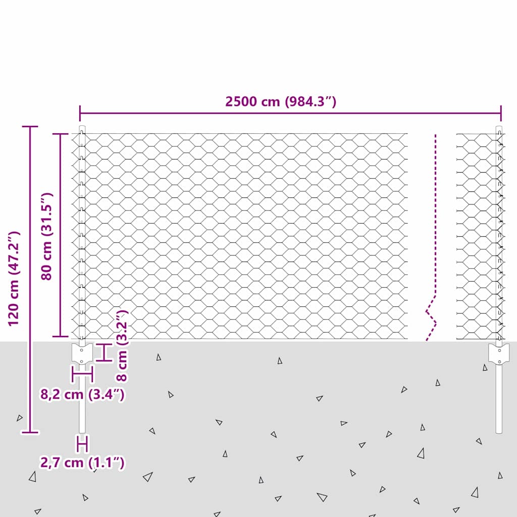 Zavarena žičana ograda 25 x 0,8 m (Š x V) Čelik premazan PVC-om