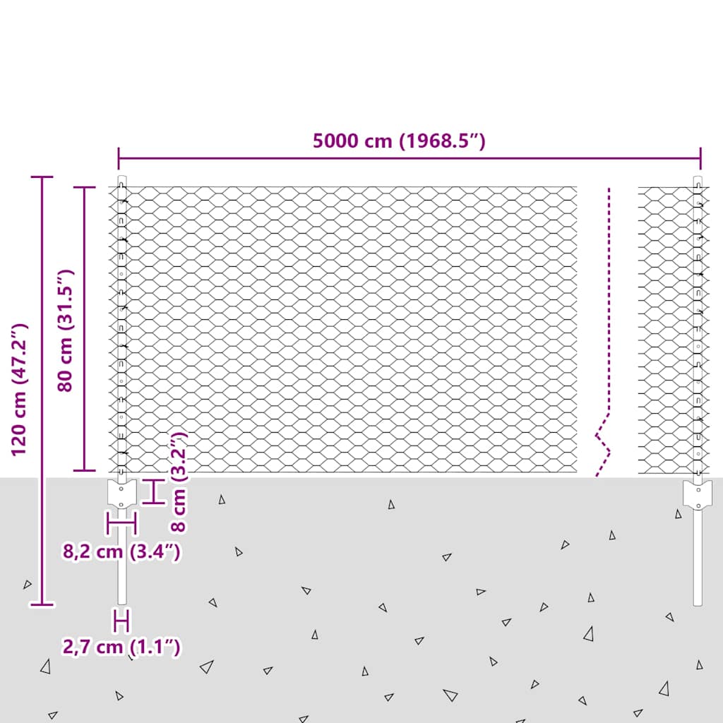 Zavarena žičana ograda 50 x 0,8 m (Š x V) Čelik premazan PVC-om