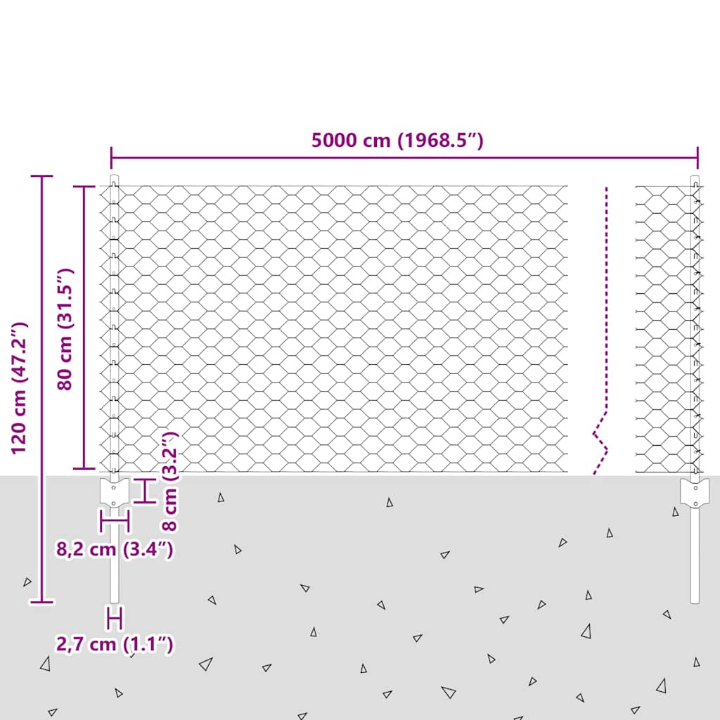 Zavarena žičana ograda 50 x 0,8 m (Š x V) Čelik premazan PVC-om