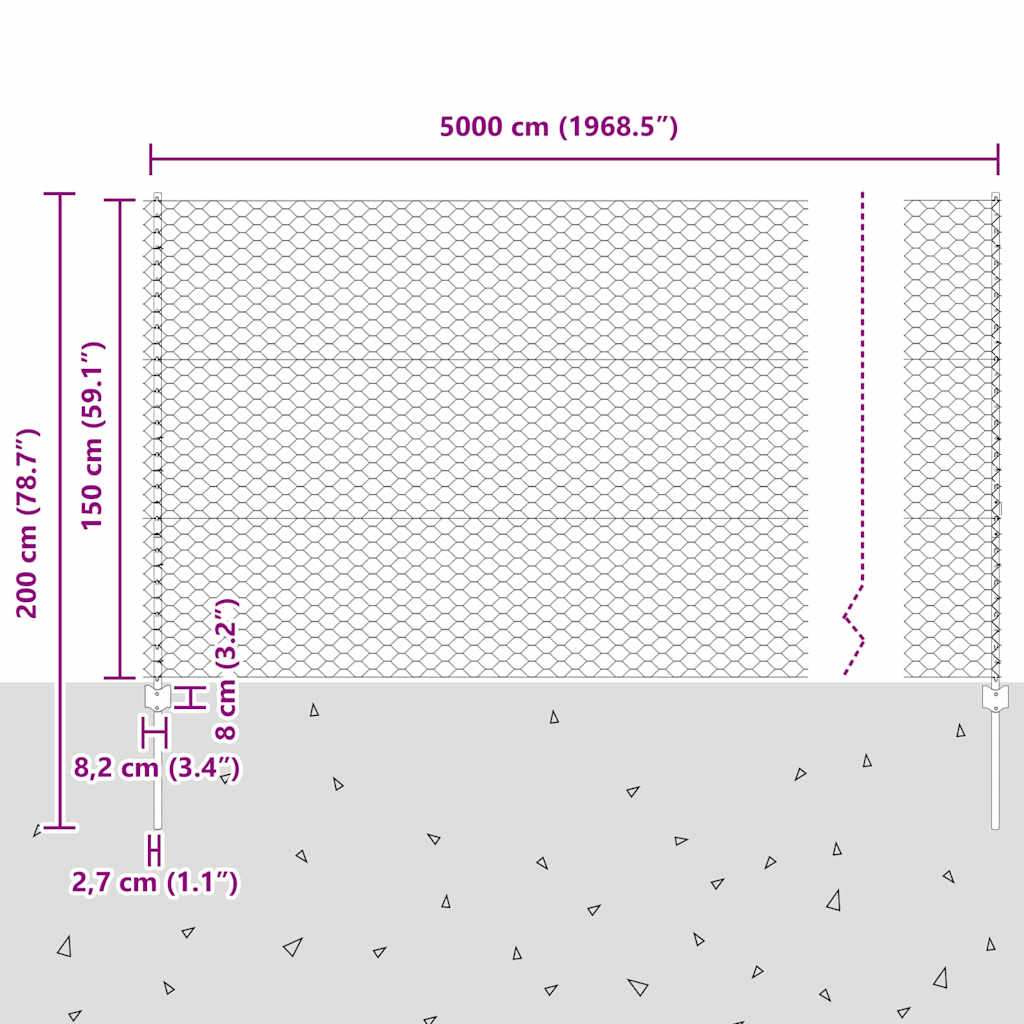 Zavarena žičana ograda 50 x 1,5 m (Š x V) Čelik premazan PVC-om
