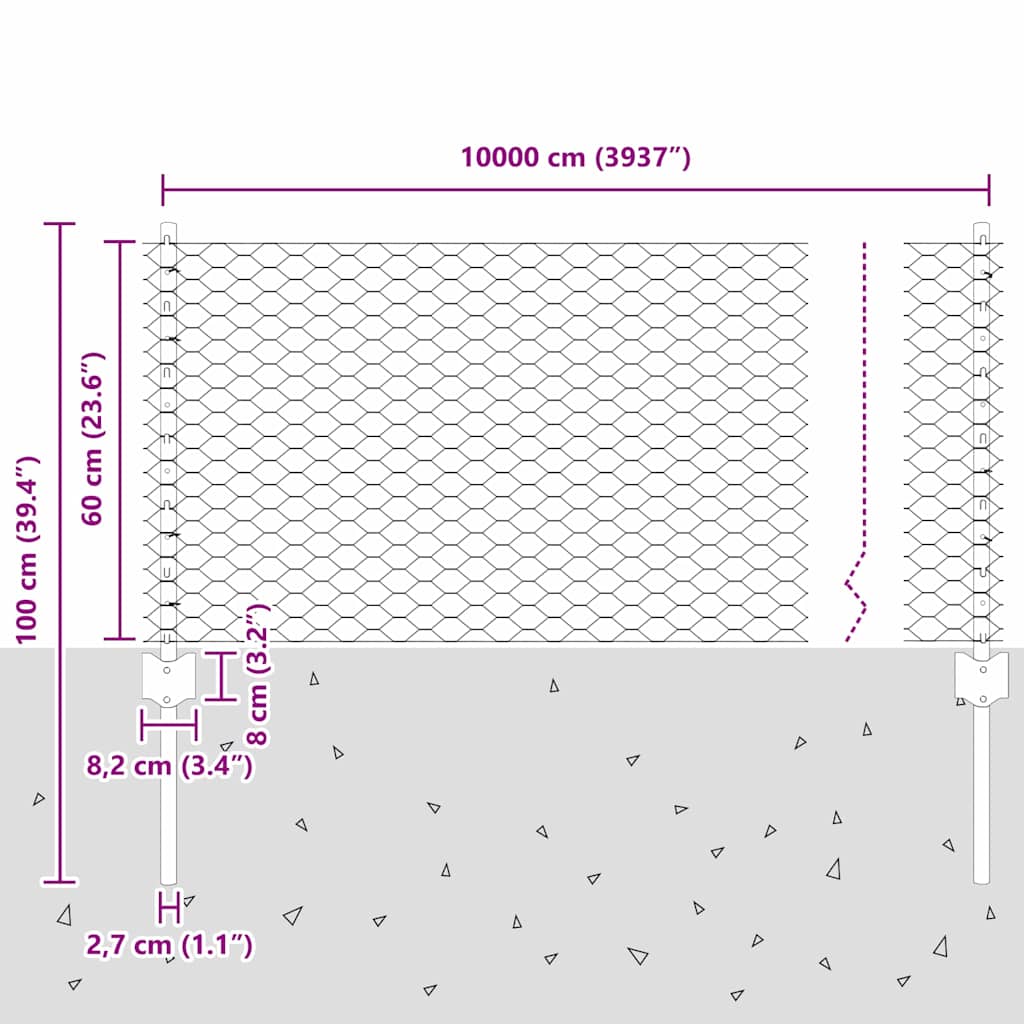 Zavarena žičana ograda 100 x 0,6 m (Š x V)