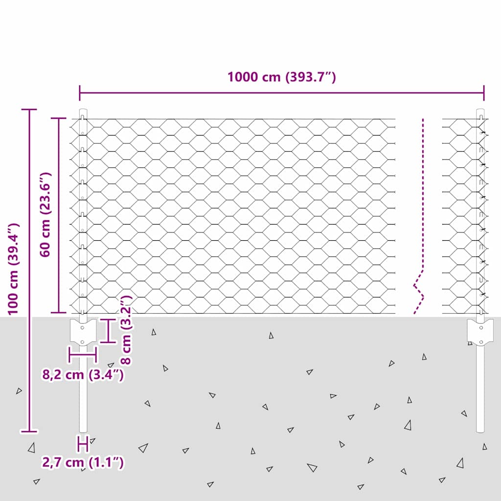 Zavarena žičana ograda 10 x 0,6 m (Š x V) Vruće pocinčani čelik