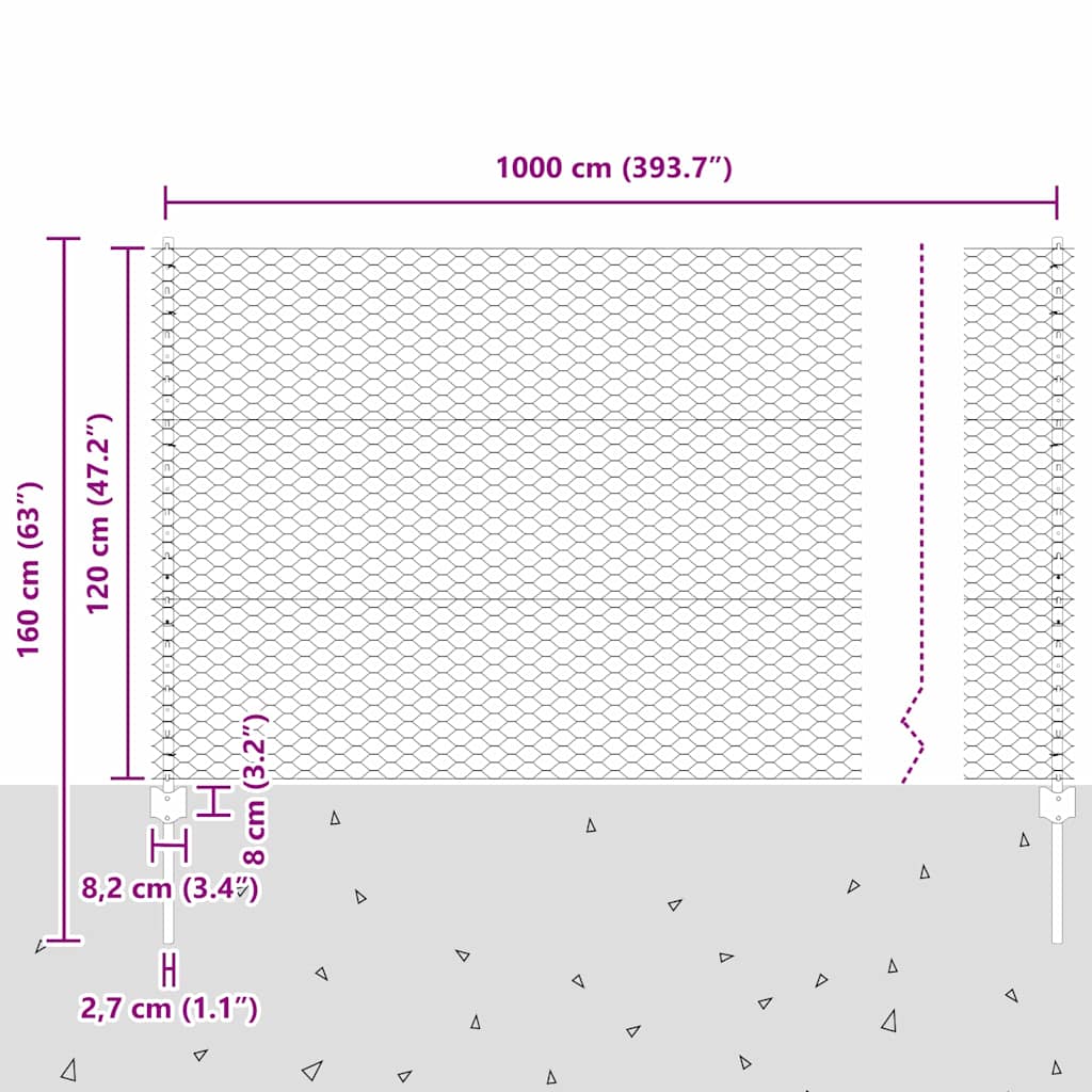 Zavarena žičana ograda 10 x 1,2 m (Š x V) Vruće pocinčani čelik