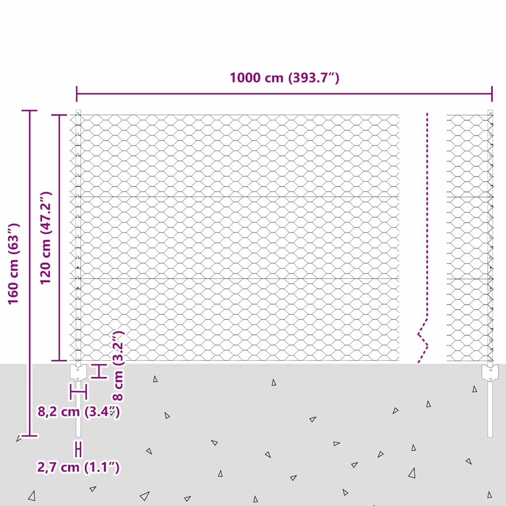 Zavarena žičana ograda 10 x 1,2 m (Š x V) Vruće pocinčani čelik
