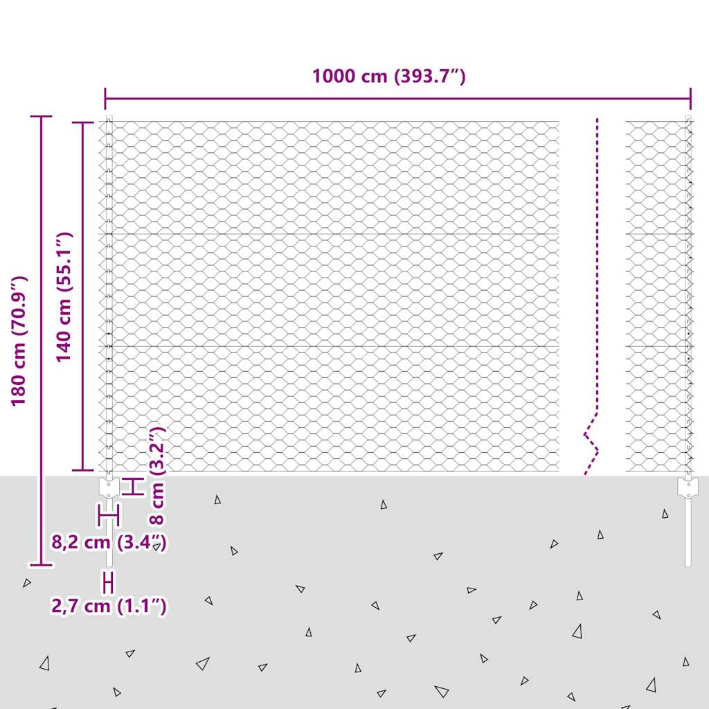 Zavarena žičana ograda 10 x 1,4 m (Š x V) Vruće pocinčani čelik