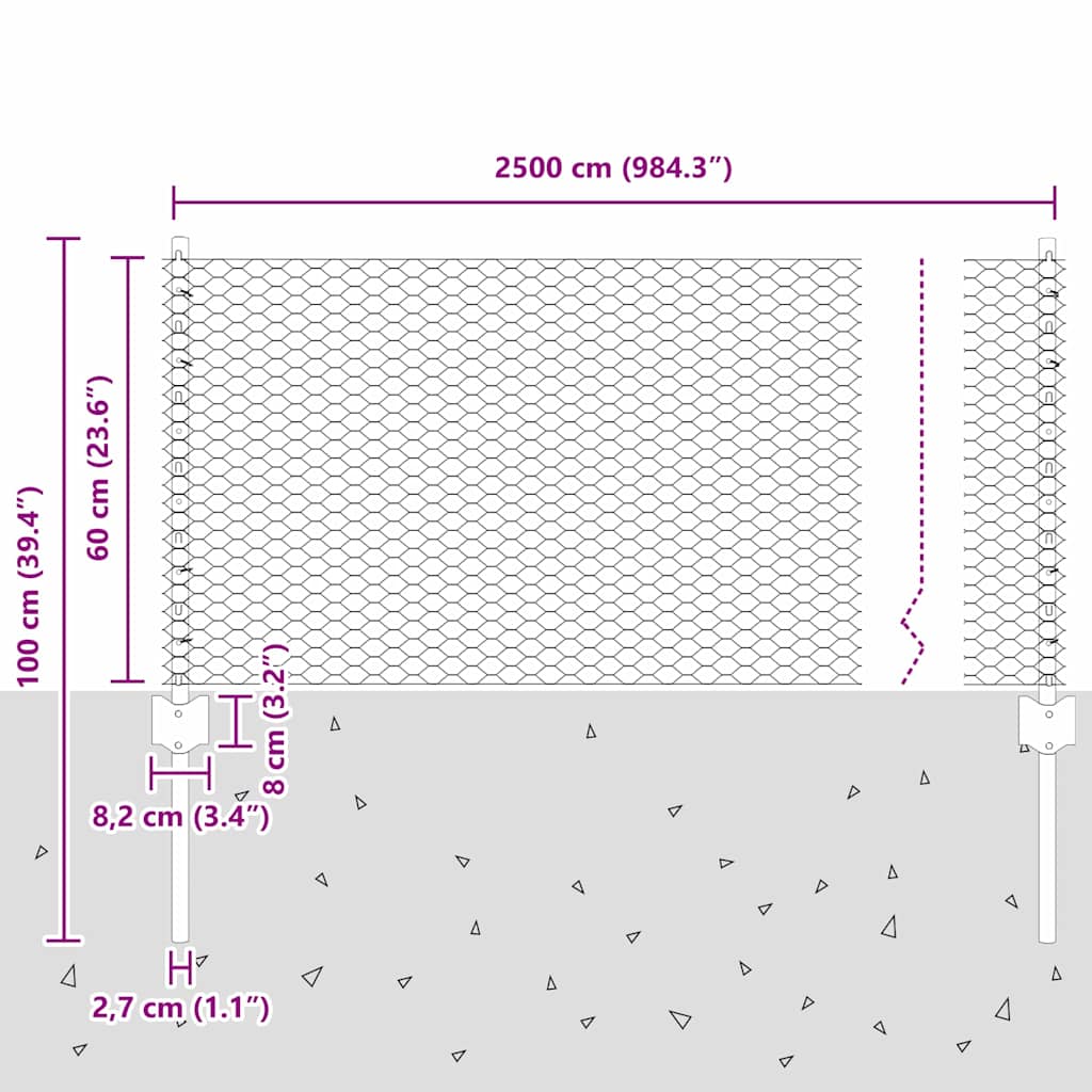 Zavarena žičana ograda 25 x 0,6 m (Š x V) Vruće pocinčani čelik