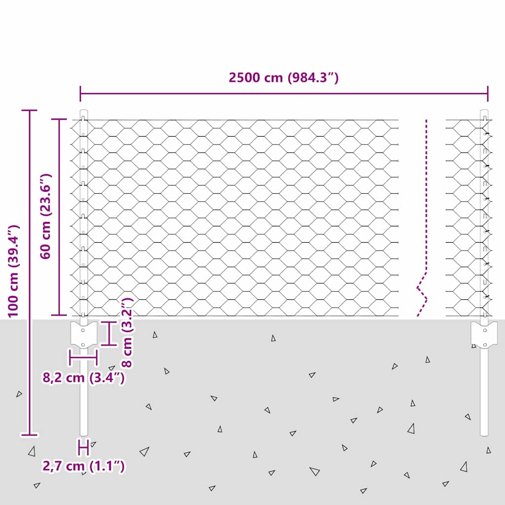 Zavarena žičana ograda 25 x 0,6 m (Š x V) Vruće pocinčani čelik