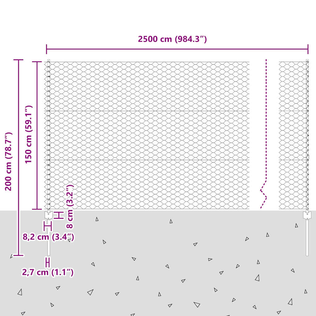 Zavarena žičana ograda 25 x 1,5 m (Š x V) Vruće pocinčani čelik