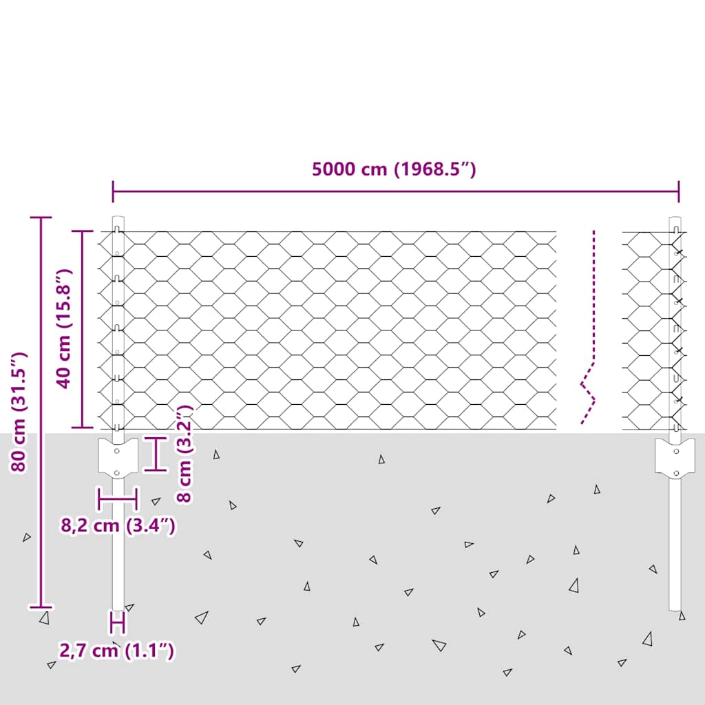 Zavarena žičana ograda 50 x 0,4 m (Š x V) Vruće pocinčani čelik
