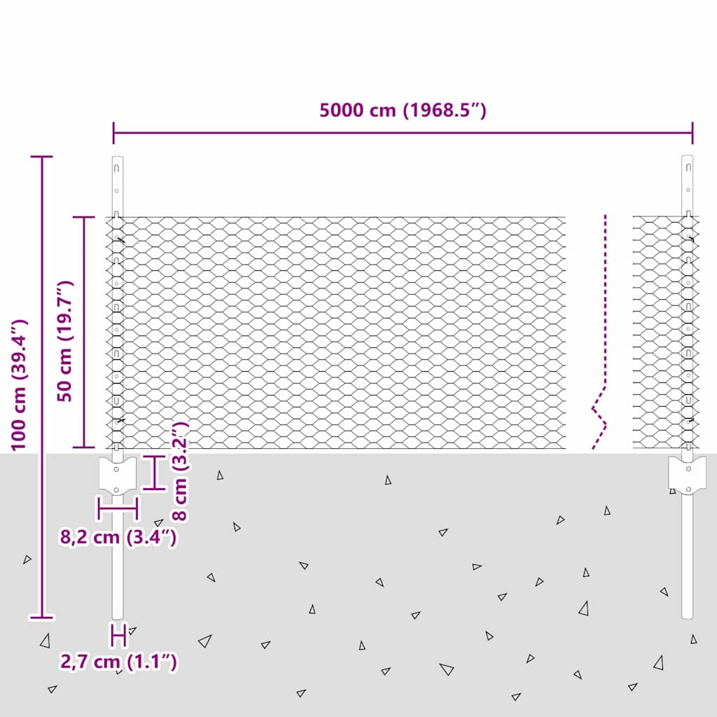 Zavarena žičana ograda 50 x 0,5 m (Š x V) Vruće pocinčani čelik