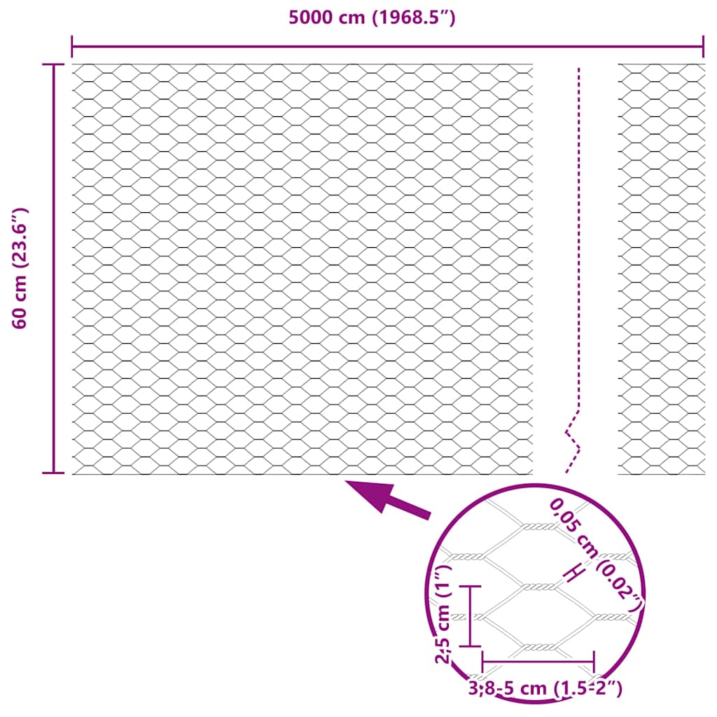 Zavarena žičana ograda 50 x 0,6 m (Š x V) Vruće pocinčani čelik