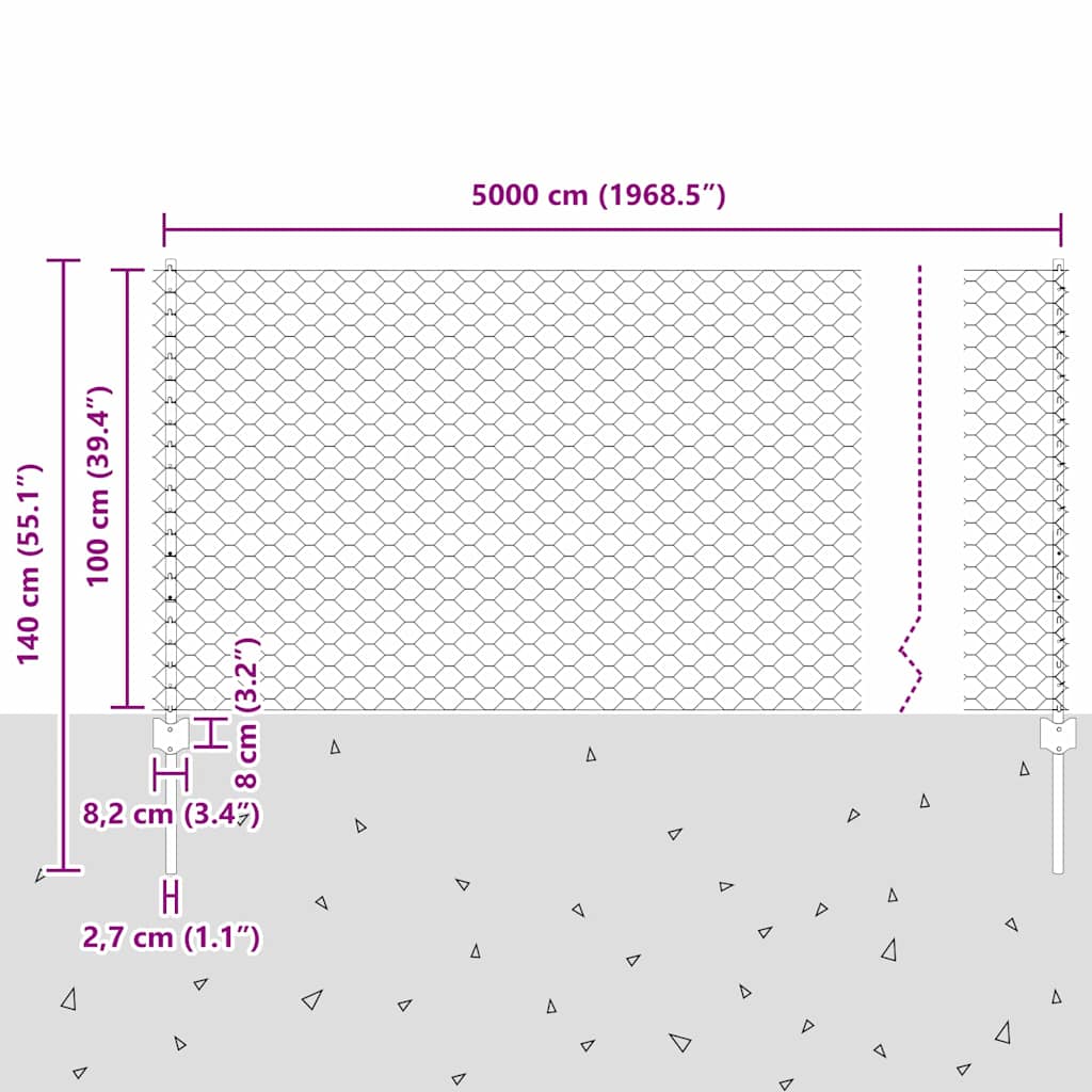 Zavarena žičana ograda 50 x 1 m (Š x V) Vruće pocinčani čelik