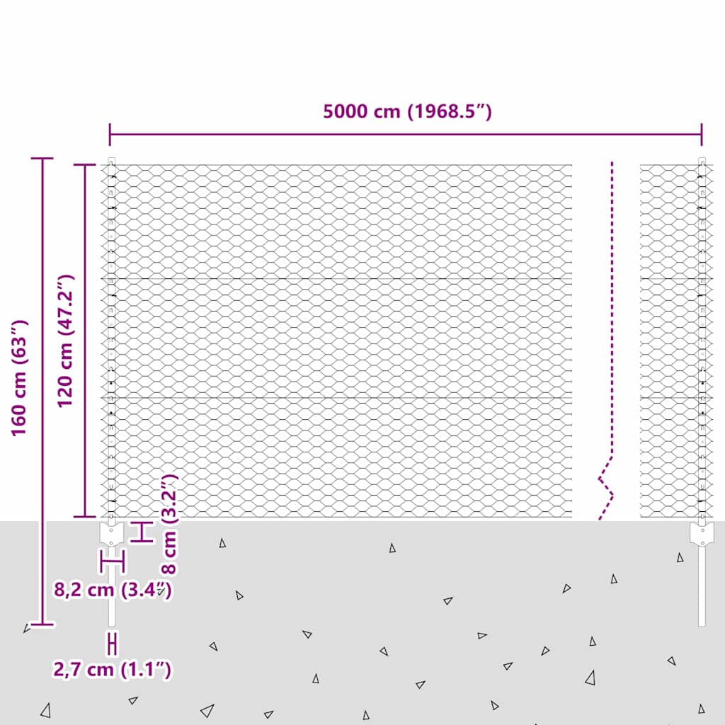 Zavarena žičana ograda 50 x 1,2 m (Š x V) Vruće pocinčani čelik