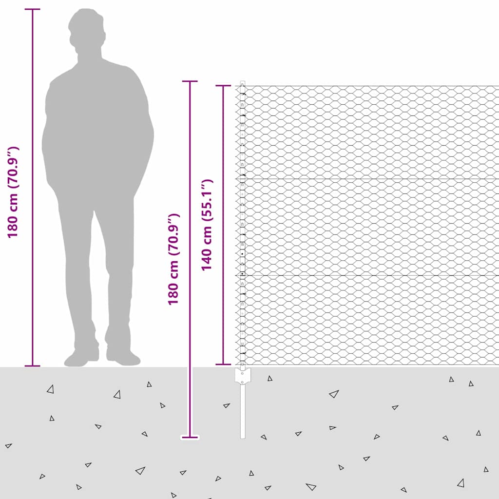 Zavarena žičana ograda 50 x 1,4 m (Š x V) Vruće pocinčani čelik