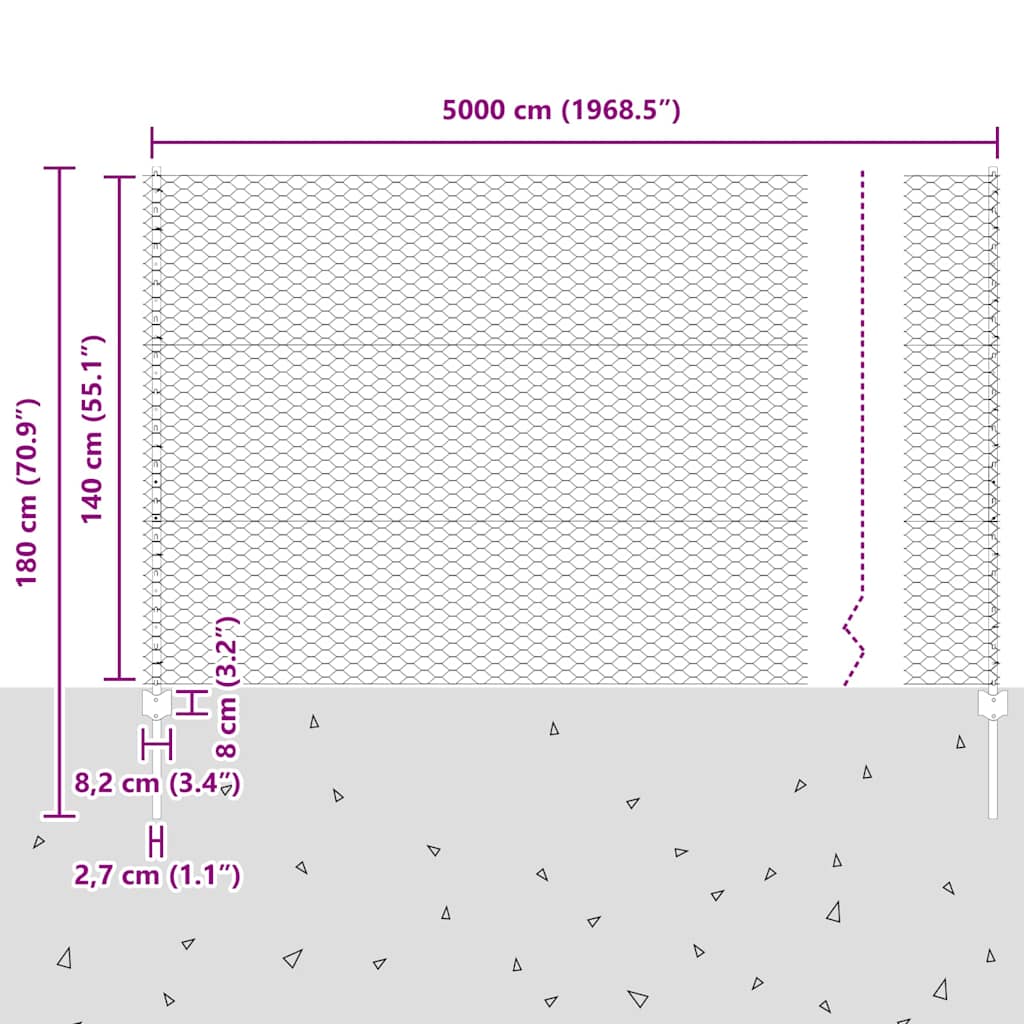 Zavarena žičana ograda 50 x 1,4 m (Š x V) Vruće pocinčani čelik