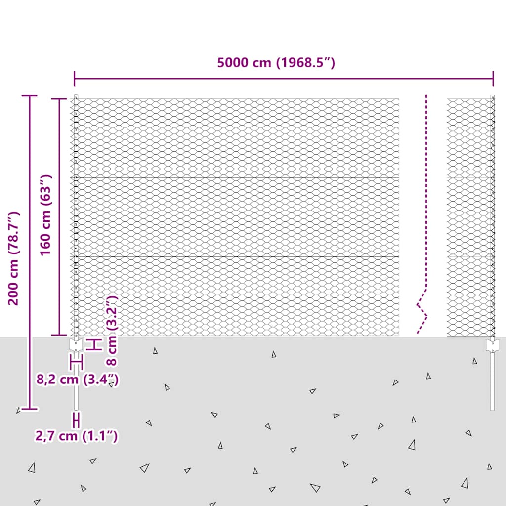 Zavarena žičana ograda 50 x 1,6 m (Š x V) Vruće pocinčani čelik