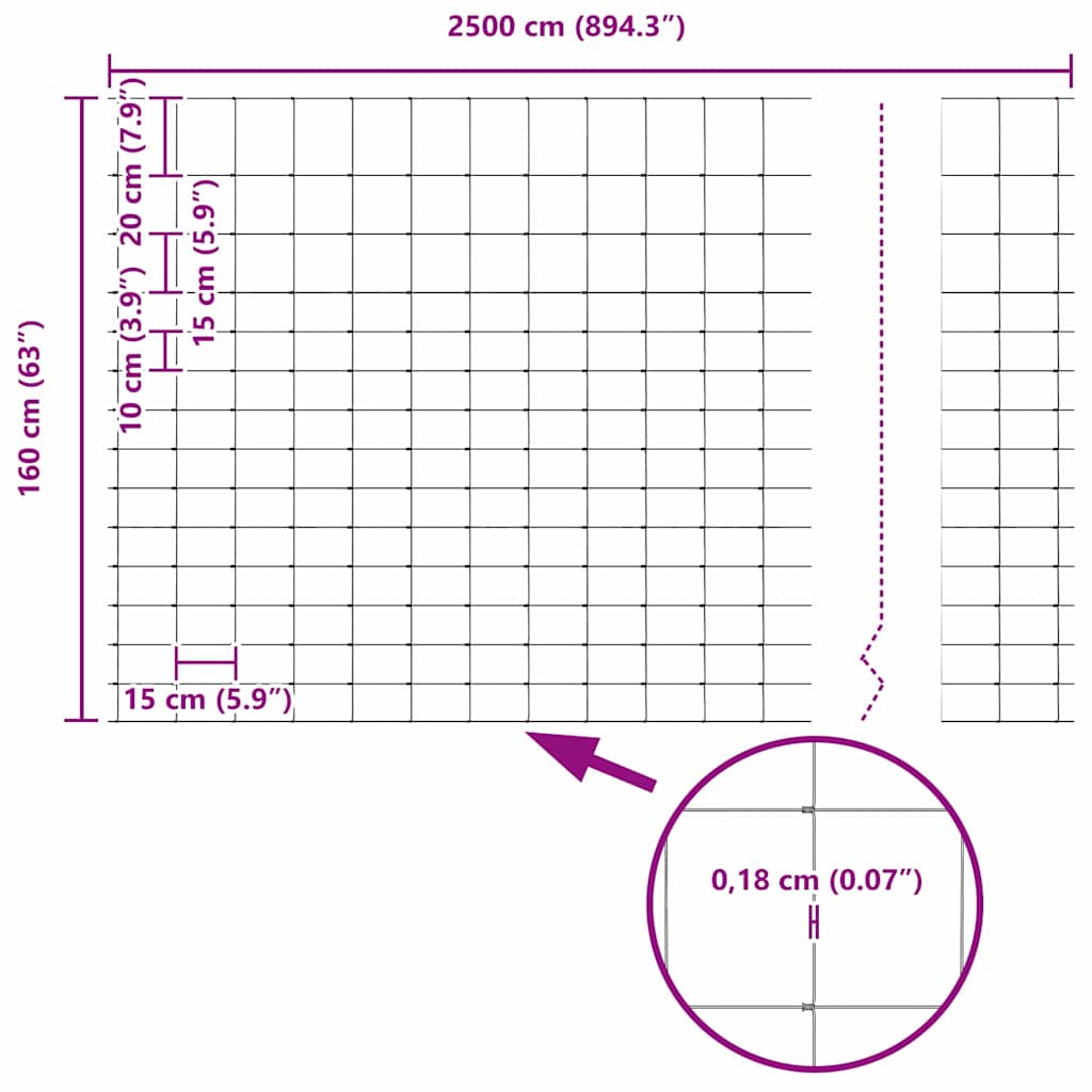 Divlja Ograde s Stupovima 25 x 1,6 m (Š x V)