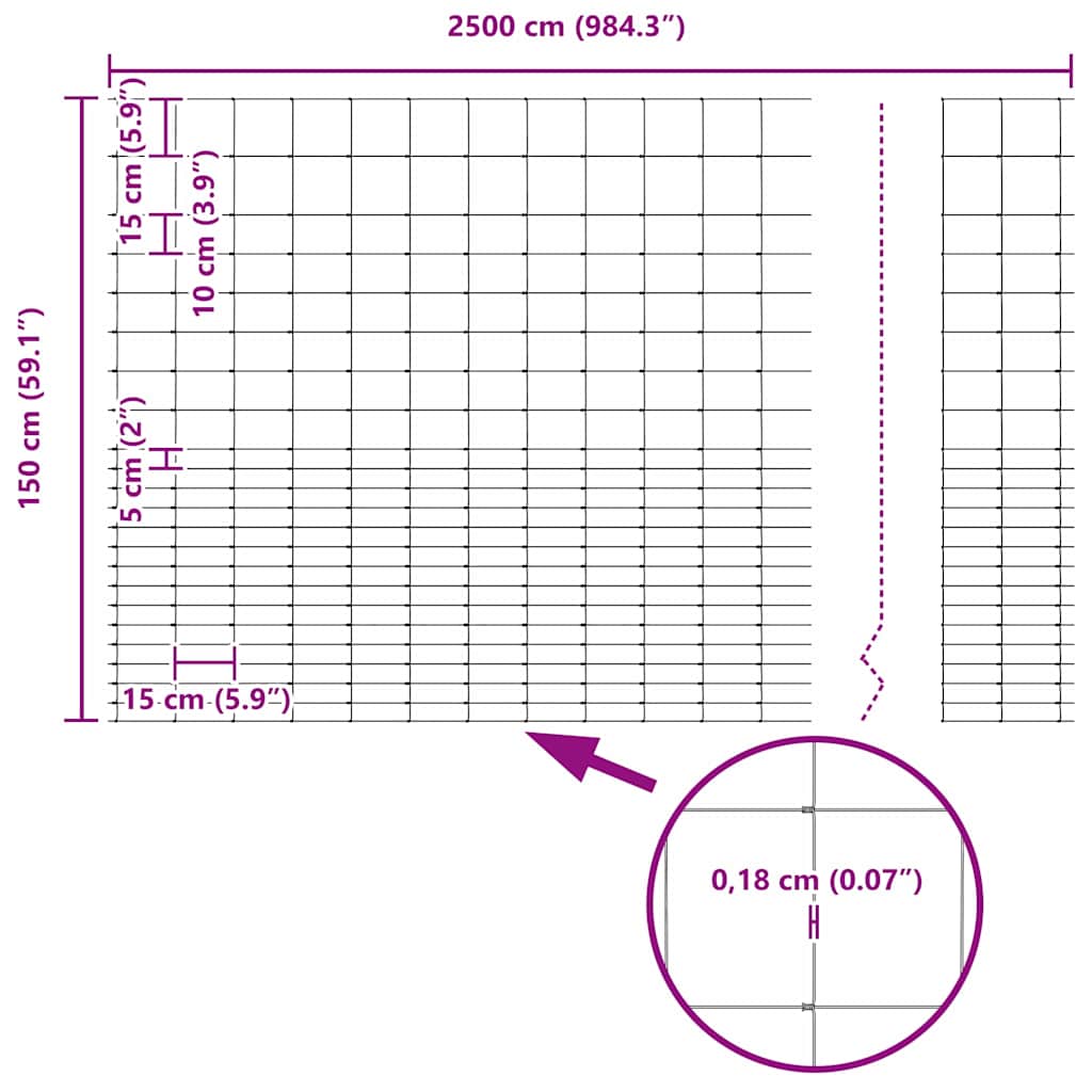 Divlja Ograde s Stupovima 25 x 1,6 m (Š x V)