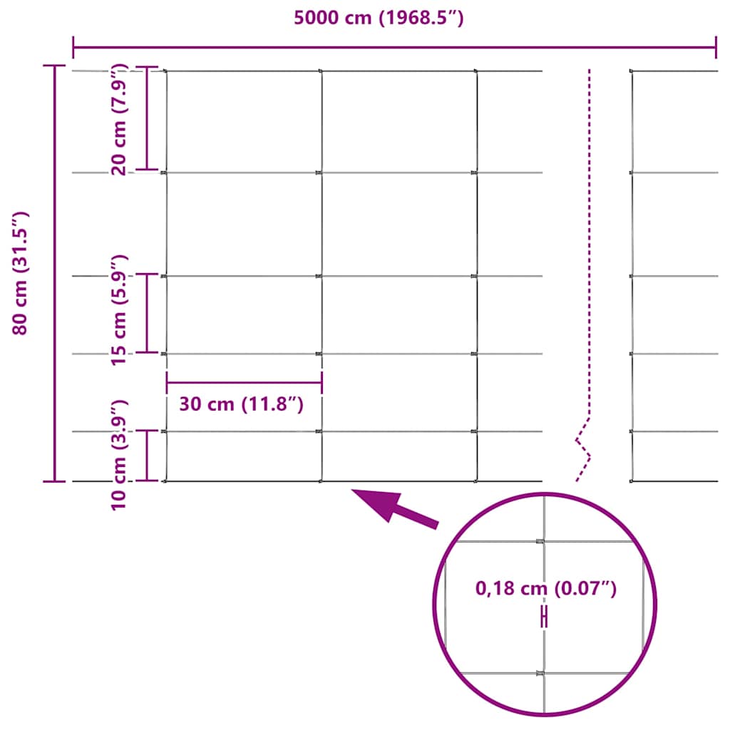 Divlja Ograde s Stupovima 50 x 0,8 m (Š x V)