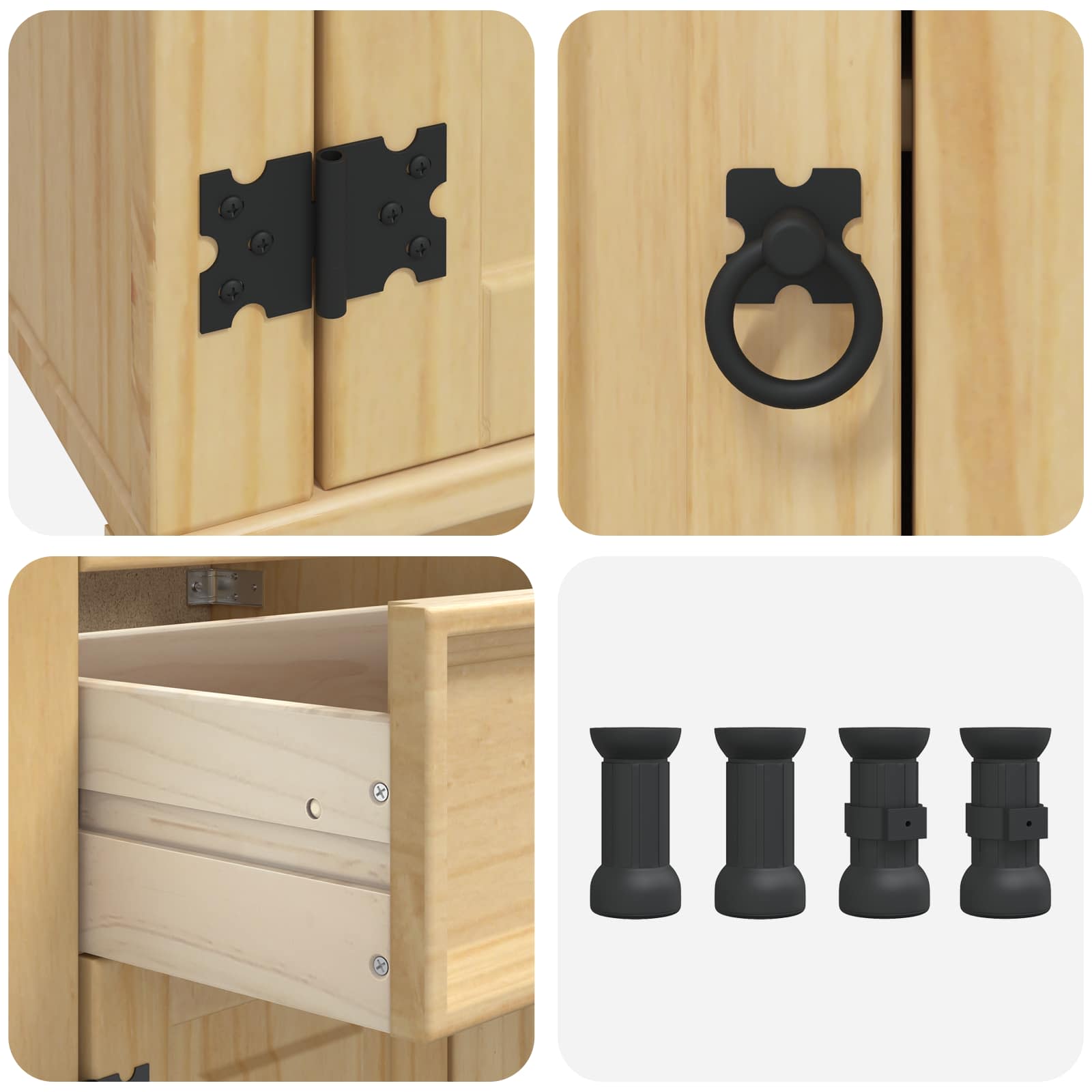 Cabinet SKI Medeno Smeđa 80 x 46 x 81 cm Čvrsto borovo drvo