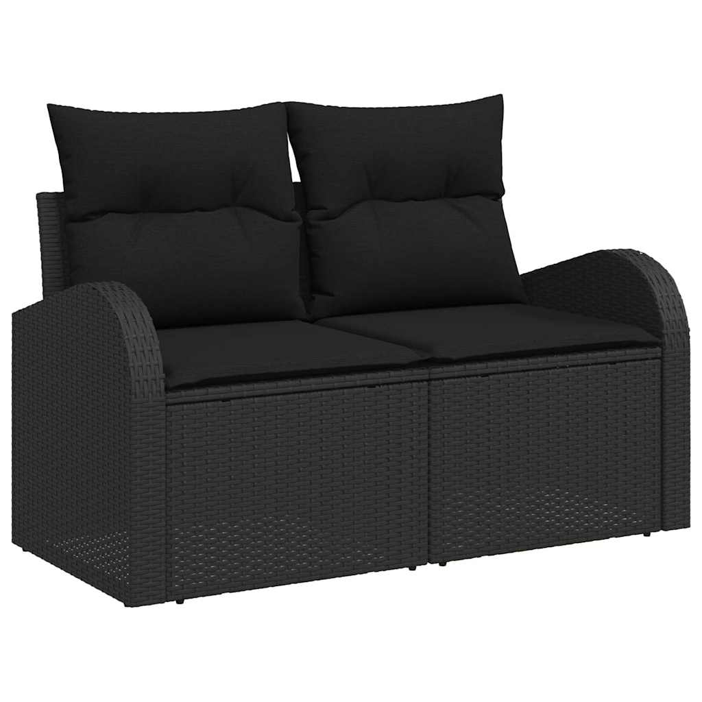 Vrtni kauč s jastukom Crna 124 x 62 x 69cm poliratan