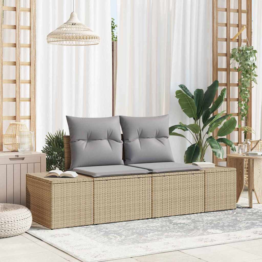 Vrtni kauč s jastukom Bež 184 x 62 x 69 cm poliratan