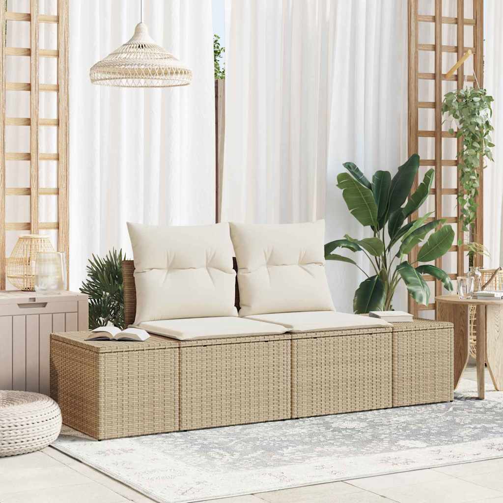 Vrtni kauč s jastukom Bež 184 x 62 x 69 cm poliratan