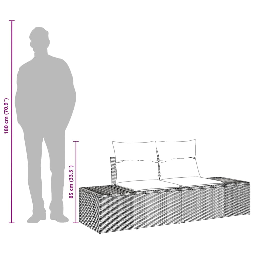 Vrtni kauč s jastukom Bež 184 x 62 x 69 cm poliratan