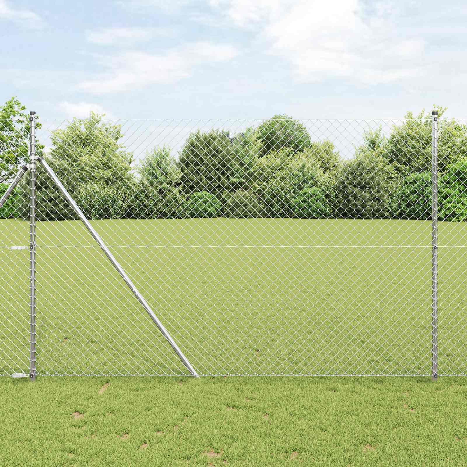 Ograda od lančane veze 10 x 1,5 m Pocinčani čelik Srebrno
