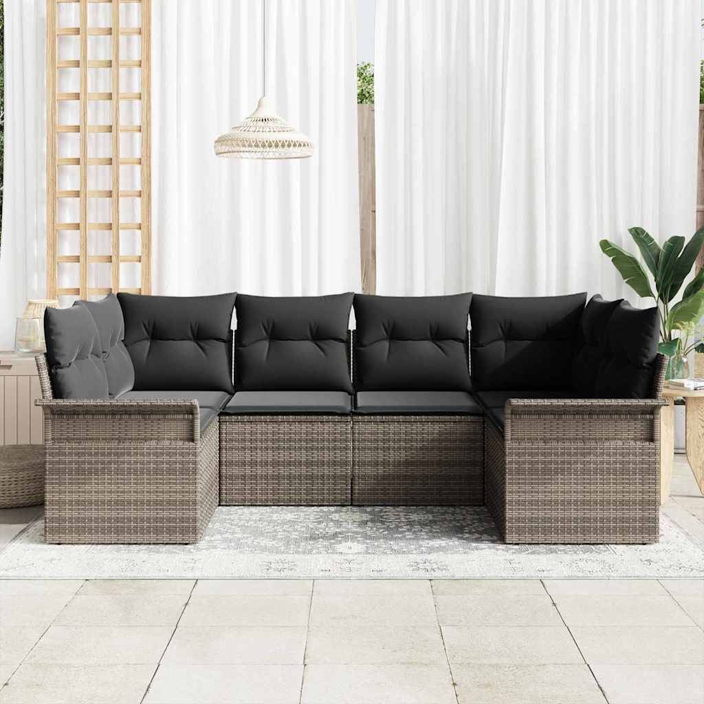 Sjedeća garnitura za vrt 6 kom. Svijetlo poliratan 234 x 132,5 x 85 cm