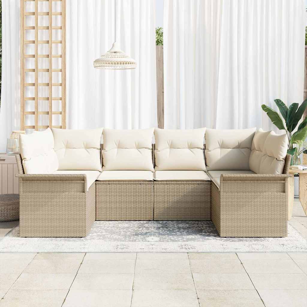 Sjedeća garnitura za vrt 6 kom. Svijetlo poliratan 234 x 132,5 x 85 cm