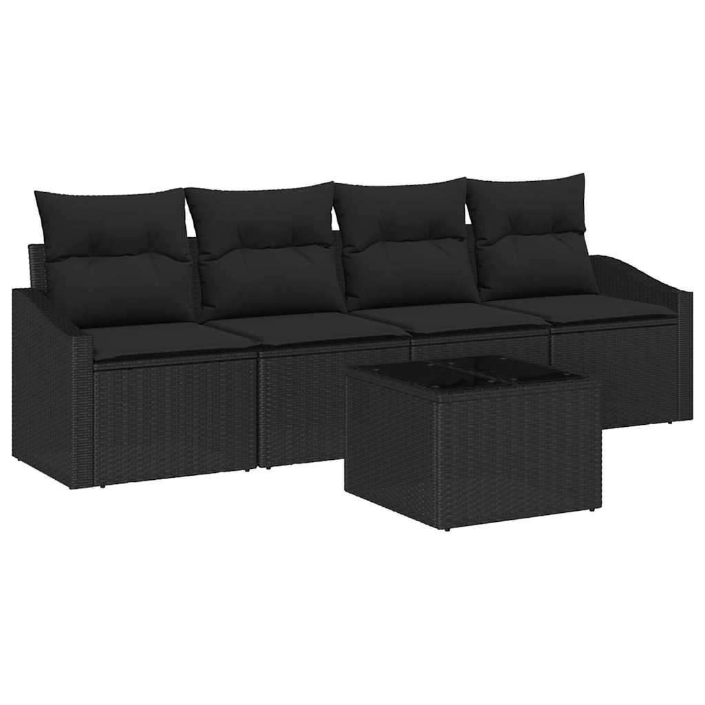 Set sofe s jastukom s jastukom 5 pcs Crna poliratan