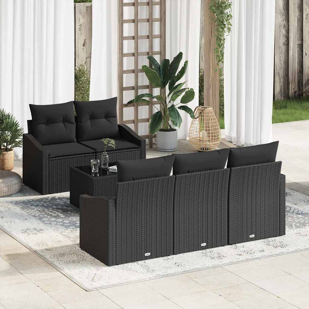 Set sofe s jastukom s jastukom 6 pcs Crna poliratan