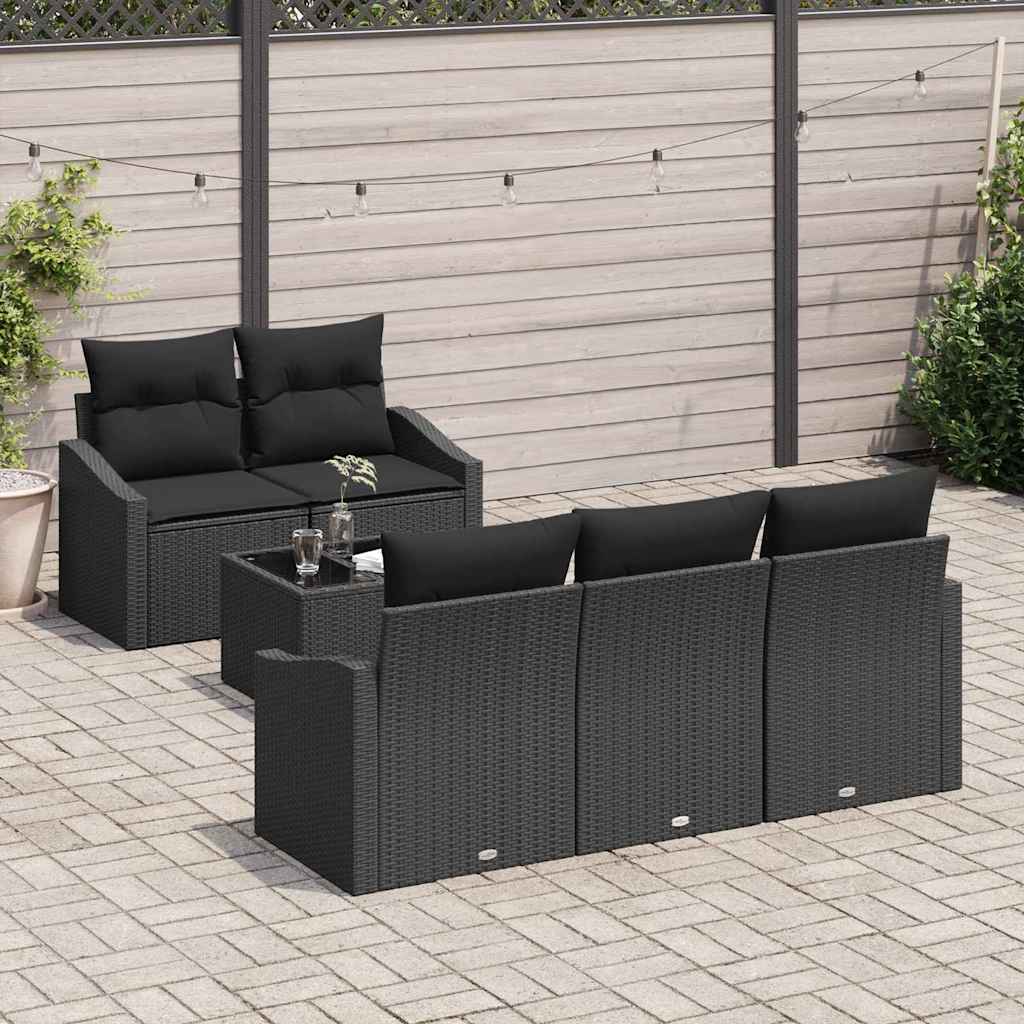 Set sofe s jastukom s jastukom 6 pcs Crna poliratan
