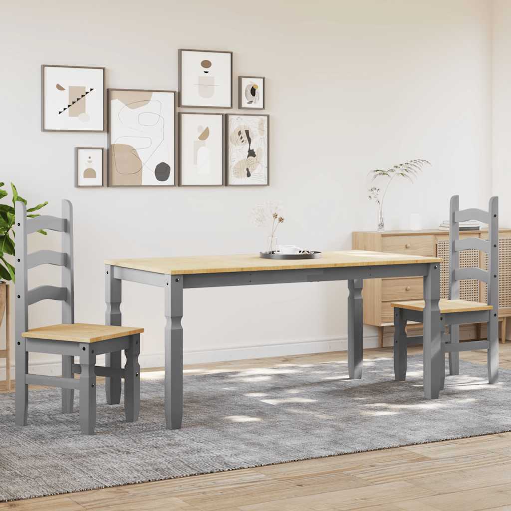 3-dijelni blagovaonski set PANAMA od masivne borovine sivi