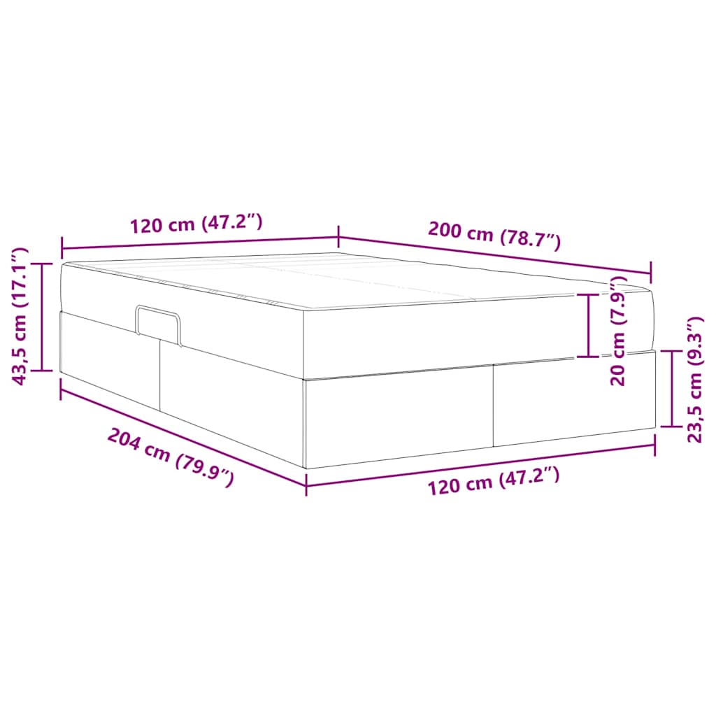 Krevet s madracem i skladištem Crna 120 x 200 cm Poliester