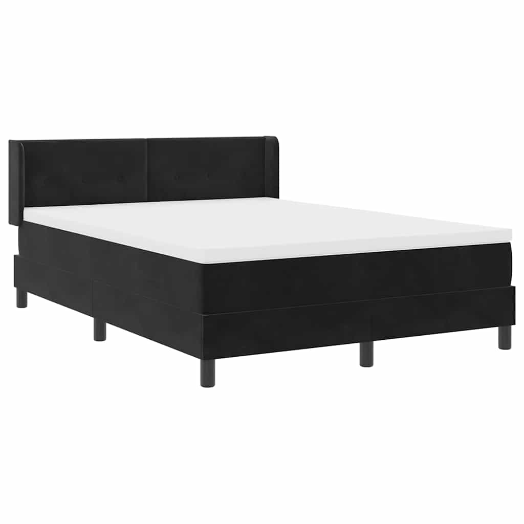 Krevet s opruga kutije s uzglavljem Crna 200 x 160 cm Baršun