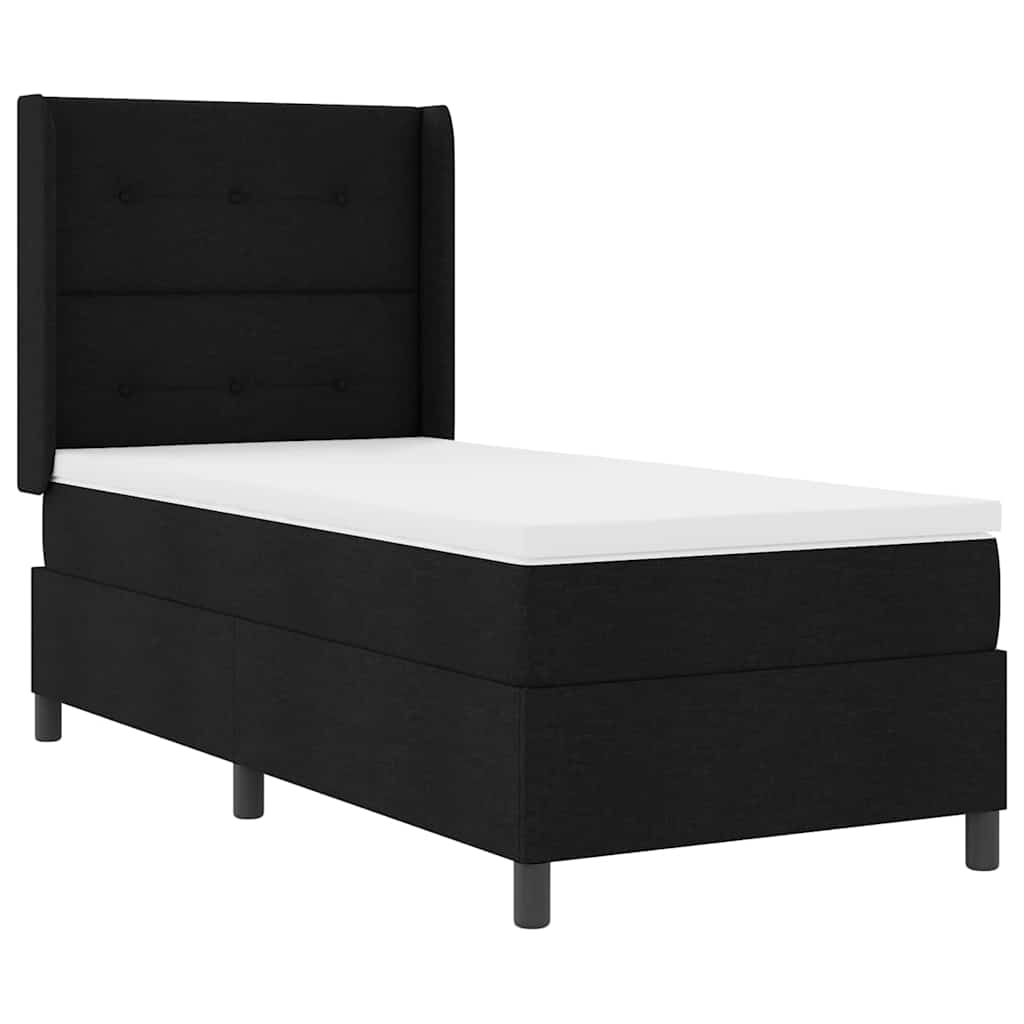 Krevet s opruga kutije s jastukom Crna 200 x 90 cm tkanina