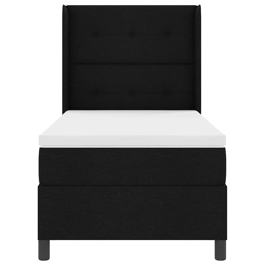 Krevet s opruga kutije s jastukom Crna 200 x 90 cm tkanina