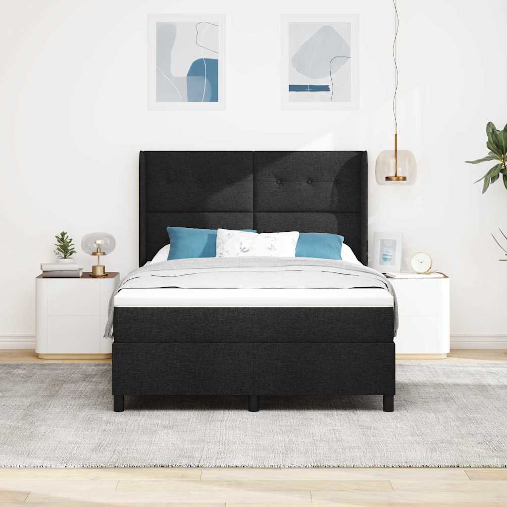 Krevet s opruga kutije s jastukom Crna 200 x 160 cm tkanina